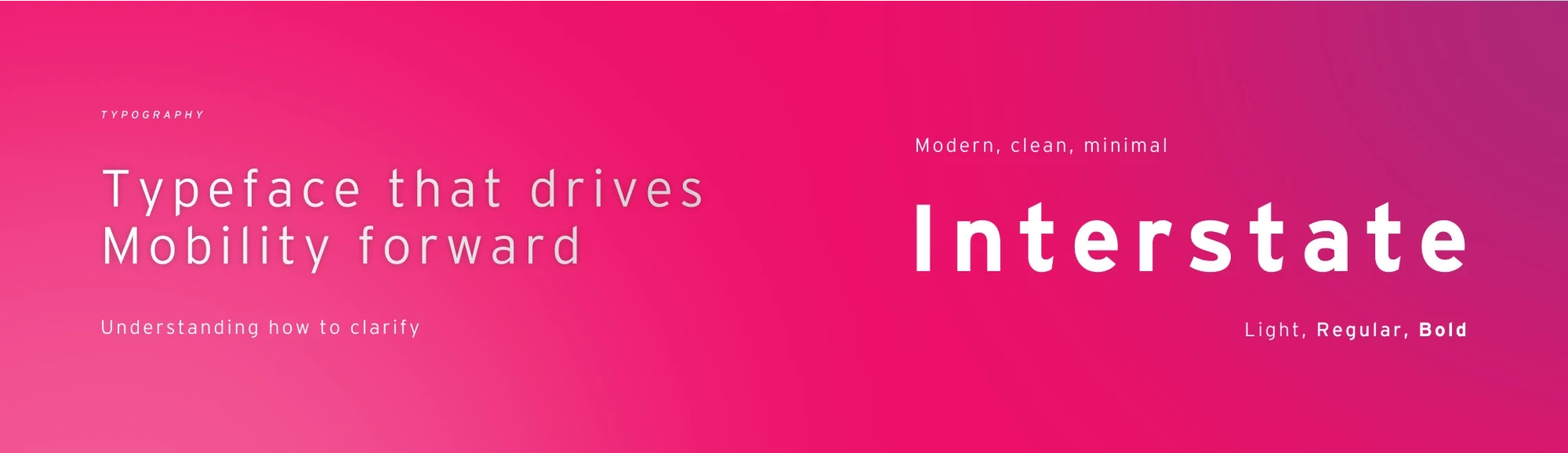 Typography: Interstate in Light, Regular, and Bold. Typeface that drives Mobility forward.