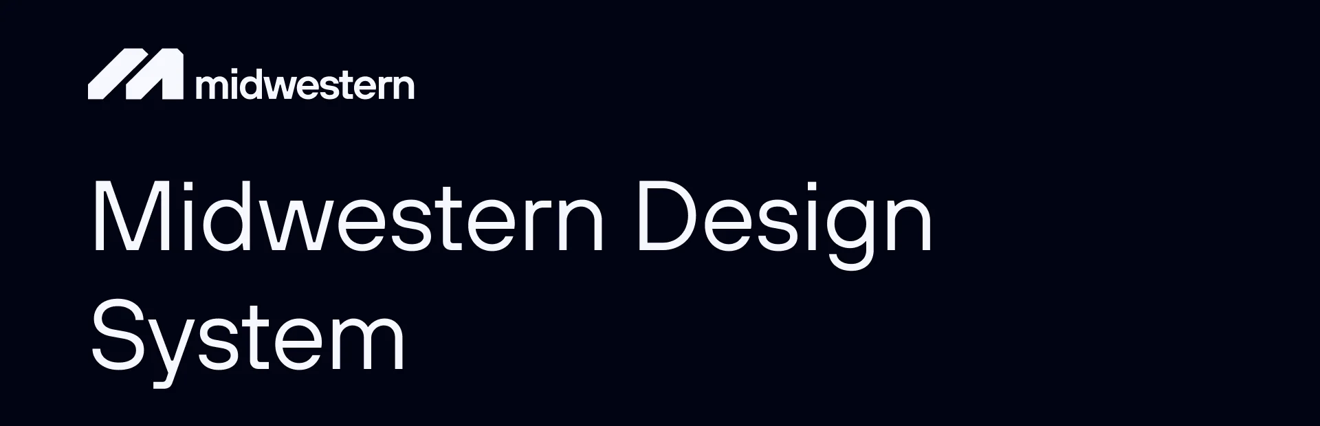 Midwestern Design System cover: the Midwestern logo and wordmark on a near-black background
